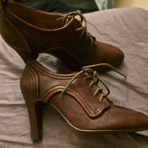 Frye Dark Brown Lace-Up Heels